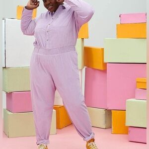 Lucy & Yak Corduroy Boilersuit Orchid Bloom Lilac Jumpsuit XXL Unisex Pastel